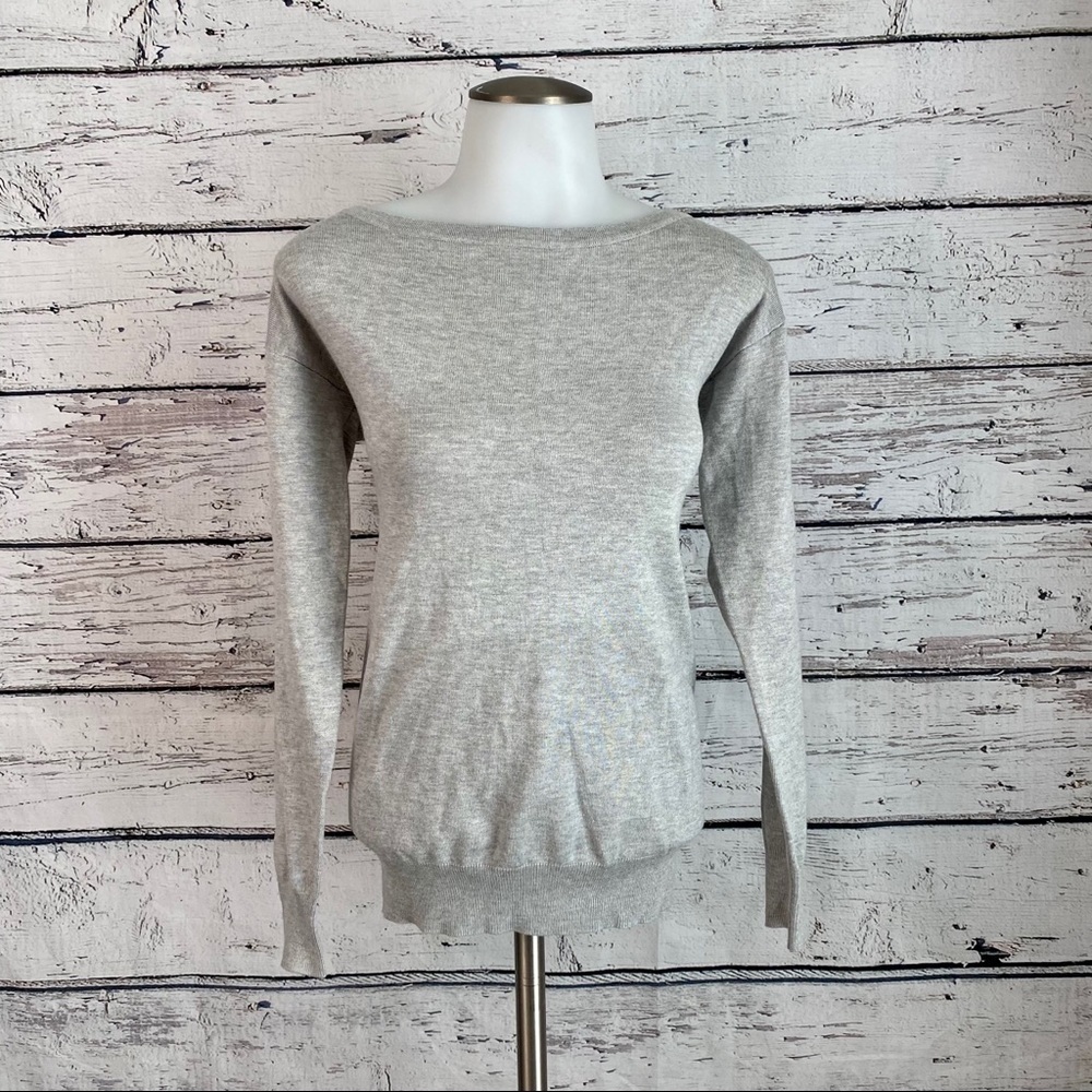 a Shappe apparel gray sweater (open back)